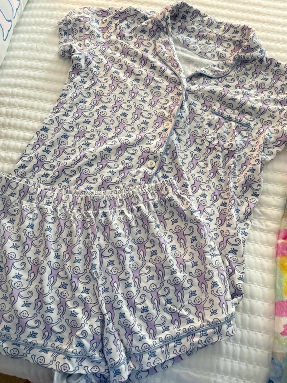 Roller Rabbit Purple Monkey Print Pajama Set - Size Small